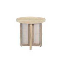 Wyeth Whitewashed Wood/Cane Round Side Table