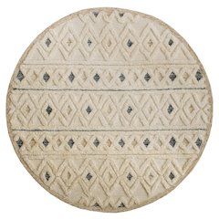 Tufted Geometric Diamonds and Stripes Round Rug