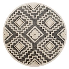 Evette Rios Sinuous Contemporary Tufted Geometric Wool Blend Area Rug, 6' Round