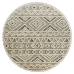Sinuous Contemporary Tufted Geometric Motif Wool Blend Area Rug, Gray, 6' Round