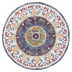Floral Medallion Mosaic Round Rug