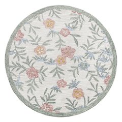 Hand Hooked Vintage Floral Garden Round Rug