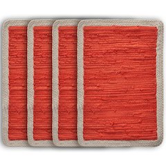 Vitality Orange Bordered Hand-Loomed Rectangular Placemat, Set of 4