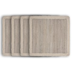 Vitality Silver Bordered Hand-Loomed Square Placemat, Set of 4