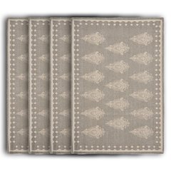 Special Gray/Cream Damask Handwoven Rectangular Placemat, Set of 4