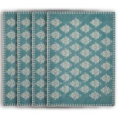Jubilee Turquoise/Cream Damask Hand-Loomed Placemat, Set of 4