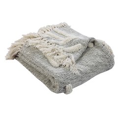 Black/Gray Diamond Hand-Woven All-Natural Cotton Throw Blanket