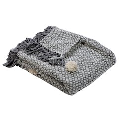 Grey/Black Diamond Hand-Woven All-Natural Cotton Throw Blanket