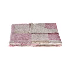Light Pink Patchwork Hand-Stitched One-of-a-Kind Cotton Kantha Throw Blanket