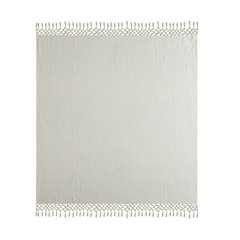 Grey/Cream Herringbone All-Natural Cotton Throw Blanket