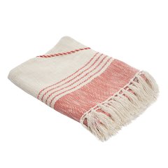 Red/Cream Diamond All-Natural Cotton Throw Blanket