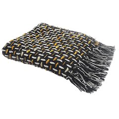 Black/Gold Geometric All-Natural Cotton Throw Blanket