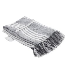 Grey/White Striped All-Natural Cotton Throw Blanket