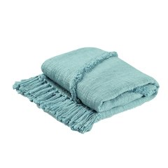 Evette Rios Diamond Tufted All-Natural Cotton Throw Blanket, Blue