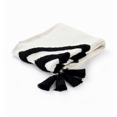 Avant-Garde Black/White Geometirc Hand-Woven All-Natural Cotton Throw Blanket