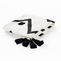 Avant-Garde Black/White Chevron Hand-Woven All-Natural Cotton Throw Blanket