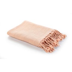 Peach Solid Hand-Woven All-Natural Cotton Throw Blanket