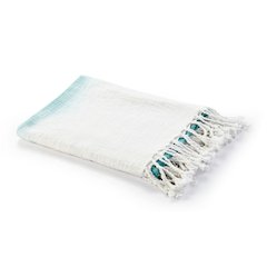 Blue/White Ombre Hand-Woven All-Natural Cotton Throw Blanket