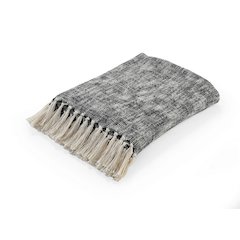 Black/White Distressed Hand-Woven All-Natural Cotton Throw Blanket
