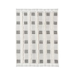 Gray/Cream Checkered Hand-Woven All-Natural Cotton Throw Blanket