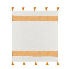 Borderline Striped Hand-Woven All-Natural Cotton Throw Blanket, Yellow
