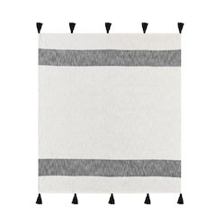 Evette Rios Borderline Striped Hand-Woven All-Natural Cotton Throw Blanket, Blue
