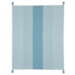 Blue/White Striped Hand-Woven All-Natural Cotton Throw Blanket