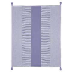 Purple/White Striped Hand-Woven All-Natural Cotton Throw Blanket