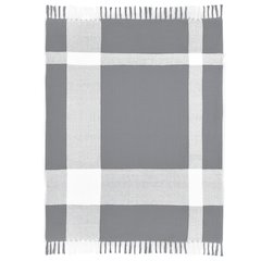 Grey/White Tartan/Plaid Hand-Woven All-Natural Cotton Throw Blanket