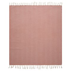 Cinnamon Orange/Cream Herringbone Turkish All-Natural Cotton Throw Blanket