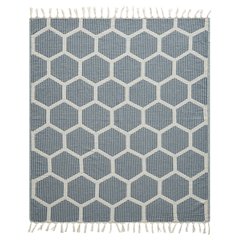 Avery Geometric/Honeycomb All-Natural Turkish Cotton Throw Blanket, Blue