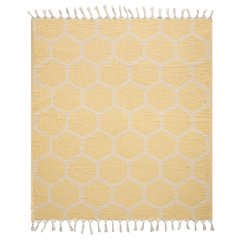 Avery Geometric/Honeycomb All-Natural Turkish Cotton Throw Blanket, Yellow