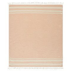 Orange/White Striped Turkish All-Natural Cotton Throw Blanket