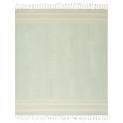 Light Turquoise/White Striped Turkish All-Natural Cotton Throw Blanket