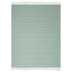 Aloe Green Striped Turkish All-Natural Cotton Throw Blanket