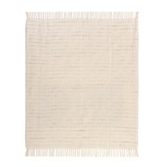 White/ Beige Striped Ombre Farmhouse Flatweave Throw Blanket