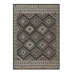 Black/Ivory Southwestern Tribal Polypropylene Indoor/Outdoor Area Rug