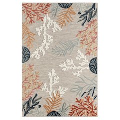 Coral Reef Hi-Low Coastal Gray Taupe Indoor Outdoor Area Rug