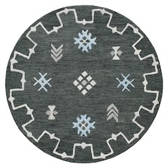 Evette Rios Vibrance Hand Tufted Charcoal Geometric/Bordered Area Rug, 5' Round