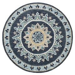 Blue Floral Gardens Medallion Round Rug
