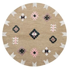 Evette Rios Vibrance Hand Tufted Taupe Geometric Area Rug,5' Round