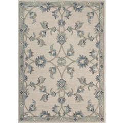 Mirroring Ivory and Blue Floral Bloom Area Rug 5'0"x7'0"