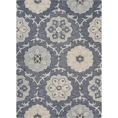 Deep Gray Floral Garden Area Rug  5'0"x7'0"