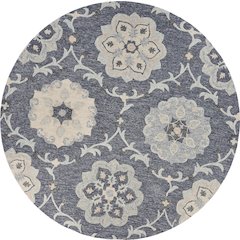 Deep Gray Floral Garden Area Rug 4'10" Round