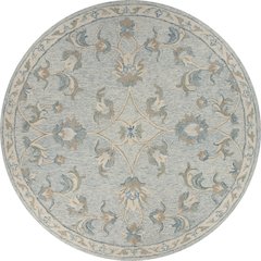 Mirroring Baby Blue Floral Bloom Area Rug 4'10" Round