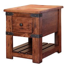 Parota 1 Drawer Chair Side Table, Cinnamon Brown