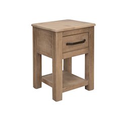 Natural Parota 1 Drawer Chair Side Table, Brown cappuccino