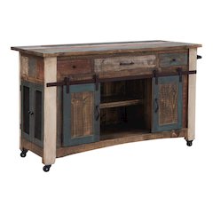Antique Multi-Color Kitchen Island, Multicolor