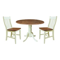 42" Dual Drop Leaf Dining Table with 2 Chairs