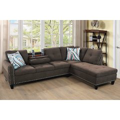 Sectional Sofa Set For Living Room In Right Facing Brown Gray Color